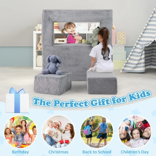 Modulaire sofa voor kinderen converteerbare schuimrubberen fauteuil voor kinderen pluche sofa voor peuters opklapbare slaapbank 6