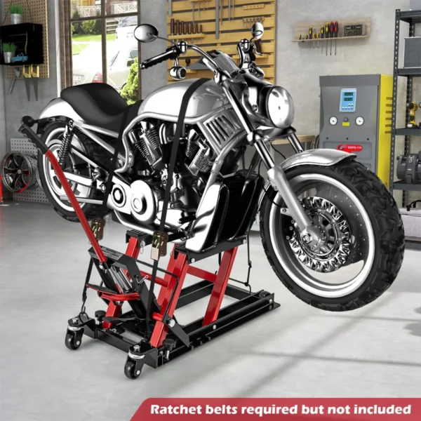 Motorhefbrug motorfietslift tot 680 kg 3 traps in hoogte verstelbaar hydraulische motorhefbrug voor motorfietsen atv's en quads rood 5