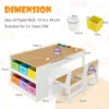 Multifunctionele kunst tafel en stoel set voor kinderen activiteit bureau met lift up lade papierrol verf bekers en 6 opbergbakken 3