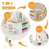 Multifunctionele kunst tafel en stoel set voor kinderen activiteit bureau met lift up lade papierrol verf bekers en 6 opbergbakken 6