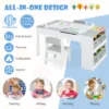 Multifunctionele kunst tafel en stoel set voor kinderen activiteit bureau met lift up lade papierrol verf bekers en 6 opbergbakken grijs 4