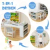 Multifunctionele kunst tafel en stoel set voor kinderen activiteit bureau met lift up lade papierrol verf bekers en 6 opbergbakken grijs 7