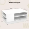 Multifunctionele salontafel in moderne stijl rechthoekige bijzettafel met 2 open opbergplanken accenttafel voor ontvangstruimte wit 2
