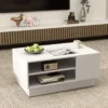 Multifunctionele salontafel in moderne stijl rechthoekige bijzettafel met 2 open opbergplanken accenttafel voor ontvangstruimte wit 5