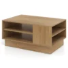 Multifunctionele salontafel in moderne stijl rechthoekige bijzettafel met 2 open opbergplanken accenttafel voor woonkamer naturel 2