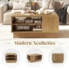 Multifunctionele salontafel in moderne stijl rechthoekige bijzettafel met 2 open opbergplanken accenttafel voor woonkamer naturel 7