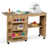 Naaimachinetafel opvouwbare naaitafel met opbergplanken 118,5 x 40 x 79,5 cm natuur 1