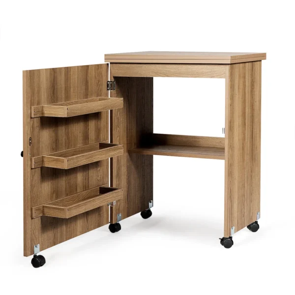 Naaimachinetafel opvouwbare naaitafel met opbergplanken 118,5 x 40 x 79,5 cm natuur 3
