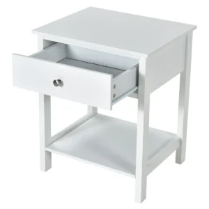 Nachtkastje 2 tier modern nachtkastje met lade wit 1
