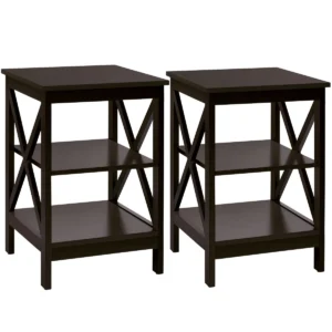 Nachtkastje 3 niveaus bijzettafel 2 pak nachtkastje 40 x 40 x 61 cm sofa tafel koffie 1