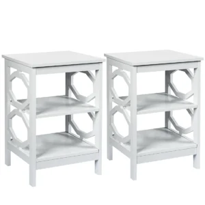 Nachtkastje 3 niveaus bijzettafel nachtkast salontafel 40 x 40 x 61 cm (wit 2 stuks oo vormig) 1
