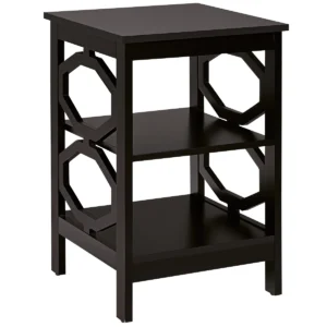 Nachtkastje 3 niveaus bijzettafel nachtkast salontafel voor slaapkamer woonkamer 40 x 40 x 61 cm (bruin oo vormig) 1
