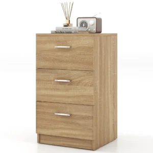 Nachtkastje houten ladekast met 3 laden bijzettafel voor slaapkamer woonkamer moderne stijl natuurlijke 38 x 35 x 66 cm 1
