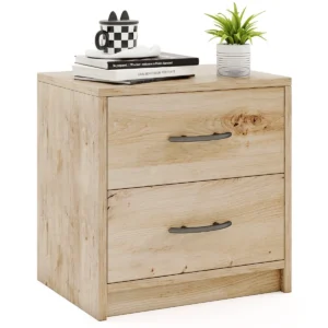 Nachtkastje met 2 laden modern nachtkastje met opbergruimte klein nachtkastje op de vloer houten bijzettafel natuur 1