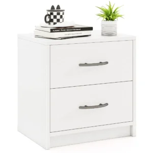 Nachtkastje met 2 laden modern nachtkastje met opbergruimte klein nachtkastje op de vloer houten bijzettafel wit 1