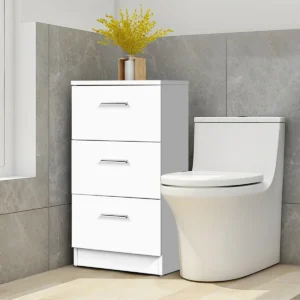 Nachtkastje met 3 lades eindtafel bijzettafel voor woonkamer slaapkamer moderne stijl eenvoudige montage wit 1