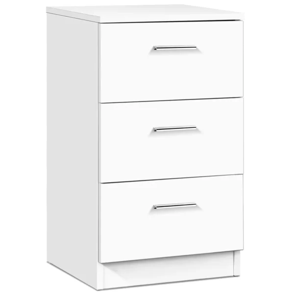 Nachtkastje met 3 lades eindtafel bijzettafel voor woonkamer slaapkamer moderne stijl eenvoudige montage wit 6