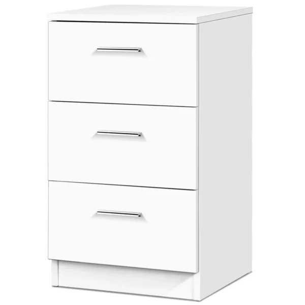 Nachtkastje met 3 lades eindtafel bijzettafel voor woonkamer slaapkamer moderne stijl eenvoudige montage wit 7