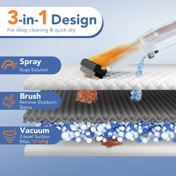 Nat droogstofzuiger 4 in 1 draagbare tapijt en bekledingsreinigingsmachine met 1200w + 17 kpa maximale zuigkracht geel 5