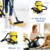 Nat droogstofzuiger 4 in 1 draagbare tapijt en bekledingsreinigingsmachine met 1200w + 17 kpa maximale zuigkracht geel 7
