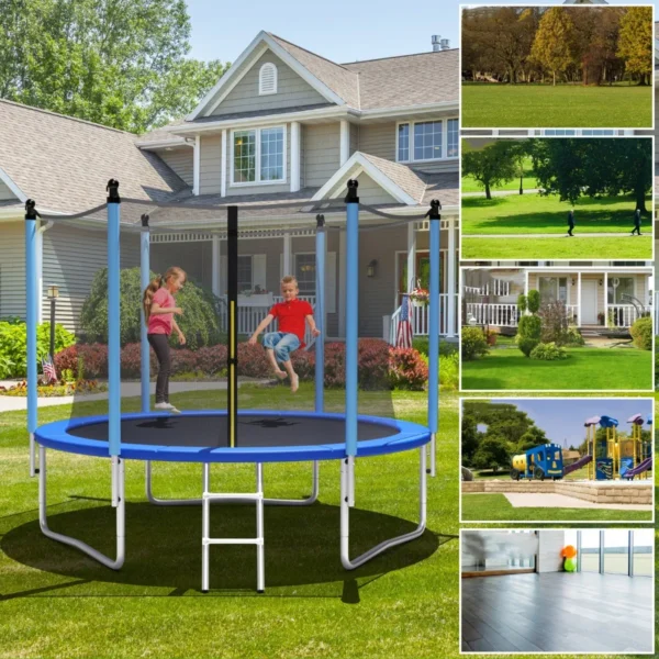 Ø 244 cm trampoline buiten trampoline voor kinderen & volwassenen zwart + blauw 3