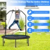 Ø101cm trampoline met 2 weerstandsbanden binnen buiten fitness trampoline met in hoogte verstelbaar handvat zwart + blauw 3