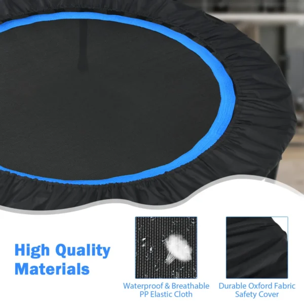 Ø101cm trampoline met 2 weerstandsbanden binnen buiten fitness trampoline met in hoogte verstelbaar handvat zwart + blauw 6