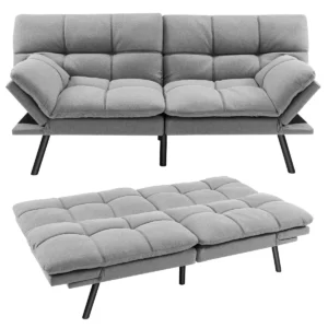 Ombouwbare futon slaapbank van traagschuim met verstelbare rug en armleuningen moderne futonslaapbank voor compacte woonruimtes 1