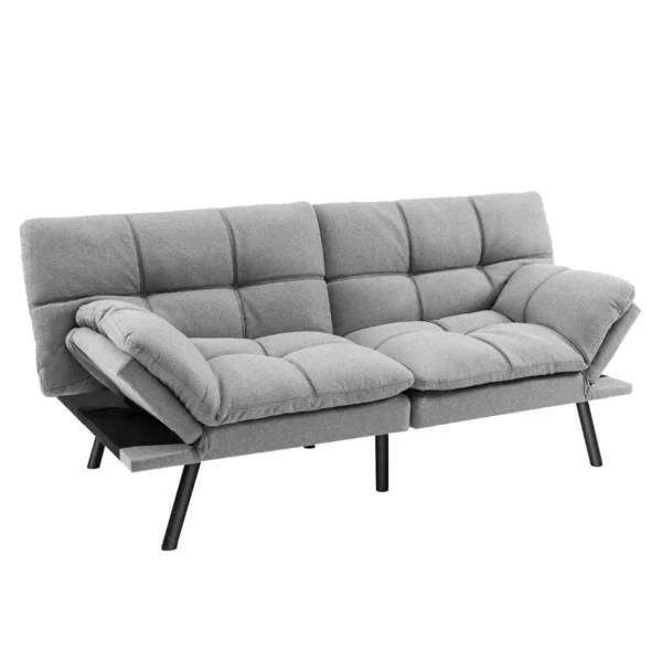 Ombouwbare futon slaapbank van traagschuim met verstelbare rug en armleuningen moderne futonslaapbank voor compacte woonruimtes 2