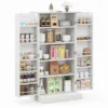 Opbergkast keukenkast vrijstaande buffetkast met 2 deuren en 6 verstelbare planken multifunctionele kast 60 x 40 x 120 cm wit 1