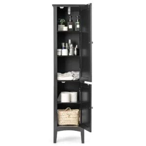 Opbergmeubel voor badkamer staande kolom met 5 niveaus opbergkasten voor keuken woonkamer 37 x 37 x 160 cm (zwart) 1