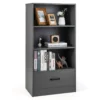 Opbergplank op 4 niveaus houten plank met lade anti kantelboekenplank staande plank vrijstaande open woonkamerplank 1