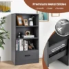 Opbergplank op 4 niveaus houten plank met lade anti kantelboekenplank staande plank vrijstaande open woonkamerplank 5