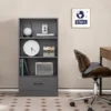 Opbergplank op 4 niveaus houten plank met lade anti kantelboekenplank staande plank vrijstaande open woonkamerplank 7