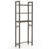 Opbergrek boven het toilet metalen organiser kantelbeveiliging 3 haken 3 planken voor badkamer toilet bruin 2