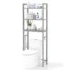 Opbergrek boven het toilet metalen organiser kantelbeveiliging 3 haken 3 planken voor badkamer toilet grijs 1