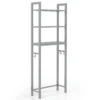 Opbergrek boven het toilet metalen organiser kantelbeveiliging 3 haken 3 planken voor badkamer toilet grijs 2