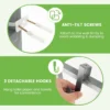 Opbergrek boven het toilet metalen organiser kantelbeveiliging 3 haken 3 planken voor badkamer toilet grijs 7