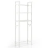 Opbergrek boven het toilet metalen organiser kantelbeveiliging 3 haken 3 planken voor badkamer toilet wit 2