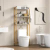 Opbergrek op 3 niveaus boven het toilet 4 haken verstelbare onderbalk vrijstaande steun voor toiletten badkamer bijkeuken wit 7