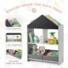 Opbergrek voor kinderen zwart en wit beschrijfbaar schoolbord 4 vakken 2 laden boekenkast voor speelkamer kinderkamer grijs 6