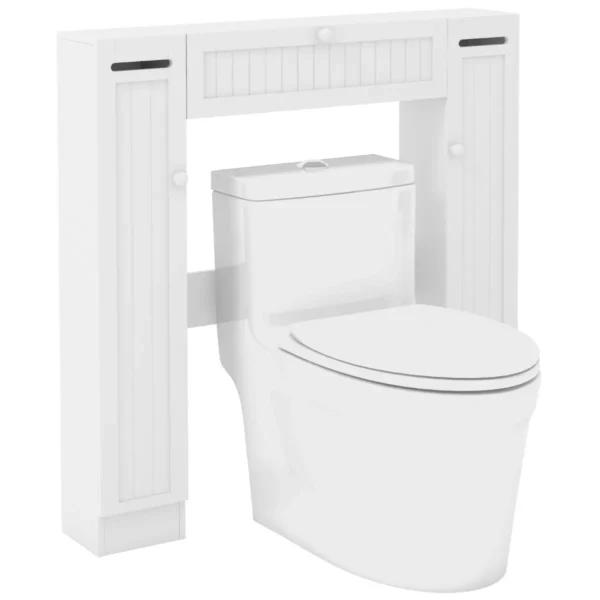 Opbergruimte boven het toilet vrijstaande badkamer organizer verstelbare planken toiletpapierhouder vouwdeu wit 2