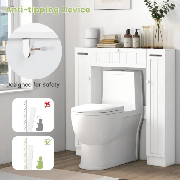 Opbergruimte boven het toilet vrijstaande badkamer organizer verstelbare planken toiletpapierhouder vouwdeu wit 6