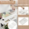 Opbergwagen met 3 niveaus afneembaar deksel frame van aluminiumlegering vergrendelbare wielen voor woonkamer keuken kantoor 5