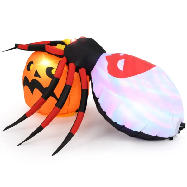 Opblaasbare halloween spin spookachtige spin decoratie met roterende led lampjes & pompoen halloween decoratie 2