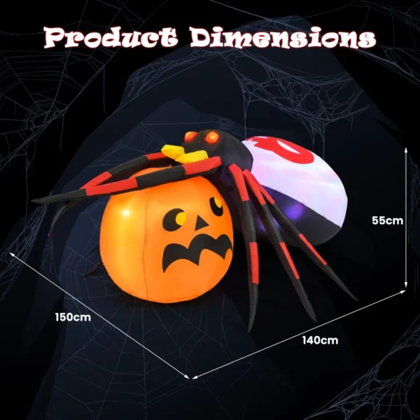 Opblaasbare halloween spin spookachtige spin decoratie met roterende led lampjes & pompoen halloween decoratie 3