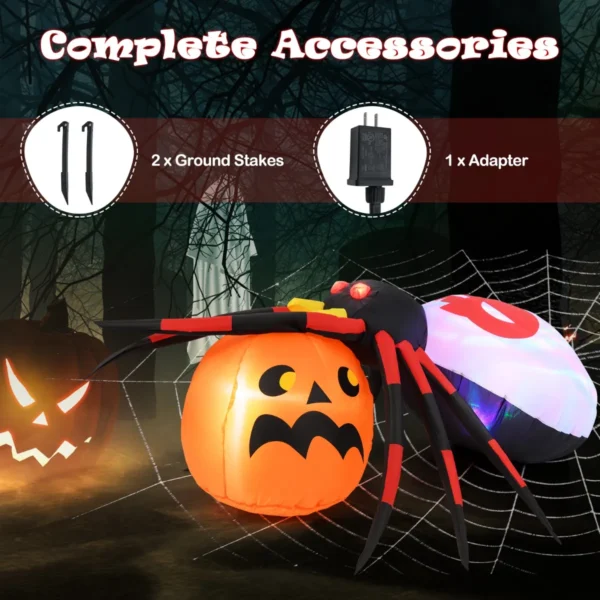 Opblaasbare halloween spin spookachtige spin decoratie met roterende led lampjes & pompoen halloween decoratie 7