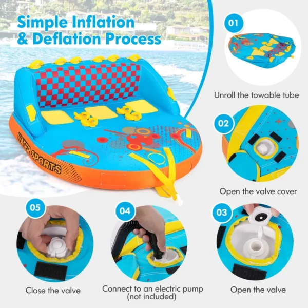 Opblaasbare sleepboei voor 3 personen opblaasboten met nylon hoes en 2 sleeppunten voor watersporten 300kg belasting 7