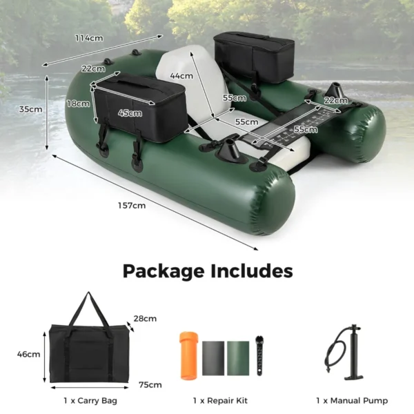 Opblaasbare visboot visliniaal 2 opbergvakken pomp draagtas motorlussen 3 kamer visboot camouflage 3