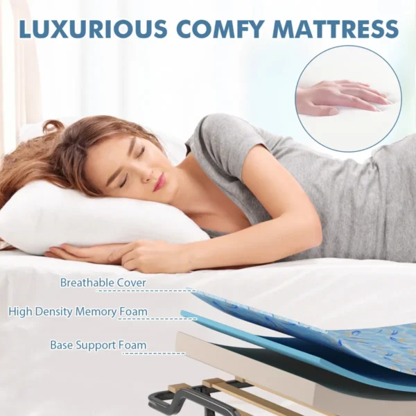 Opklapbaar bed opklapbed met luxe traagschuim matras robuust metalen frame draagbaar bed op wielen gemaakt in italië 5